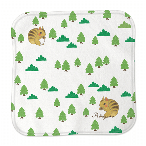 リスの北欧デザインA - ミニタオルハンカチ 20cm x 20cm - Rimopuro